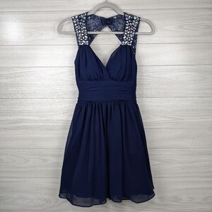 Embellished Navy Dress